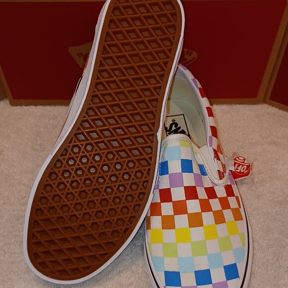 Vans Men\'s 11.5 Classic Slip On Checkerboard Rainbow/White VN0A3UT7U0 main image 13